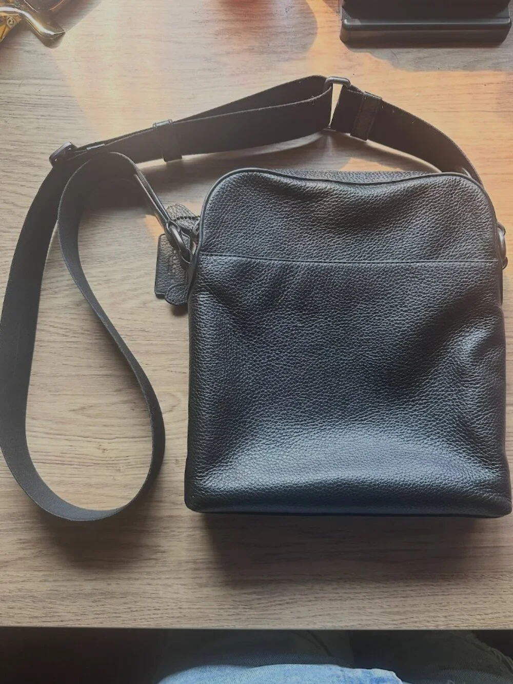 Coach Houston Flight Bag in Black Pebbled Leather